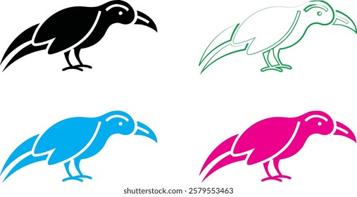 Bird silhouettes, colorful wings, graphic design, minimalist art, flat colors, vector illustration, black pink blue turquoise, flying birds, spread wings, simplified shapes, clean lines, stylized avia