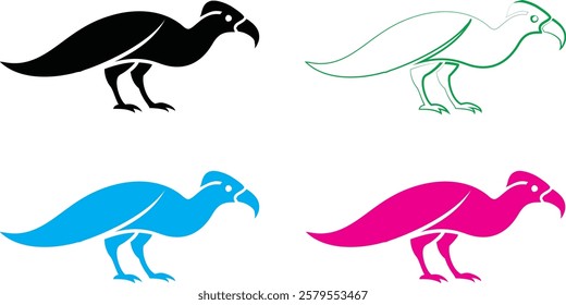 Bird silhouettes, colorful wings, graphic design, minimalist art, flat colors, vector illustration, black pink blue turquoise, flying birds, spread wings, simplified shapes, clean lines, stylized avia