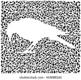 Bird silhouettes forming BIRD
