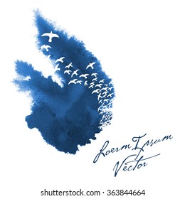 bird silhouettes in painted watercolor background