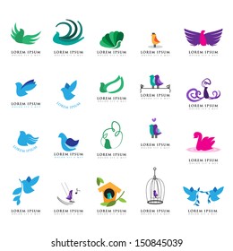 Bird Silhouettes Set - Isolated On White Background - Vector Illustration, Graphic Design Editable For Your Design.