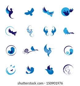 Bird Silhouettes Set - Isolated On White Background - Vector Illustration, Graphic Design Editable For Your Design. 