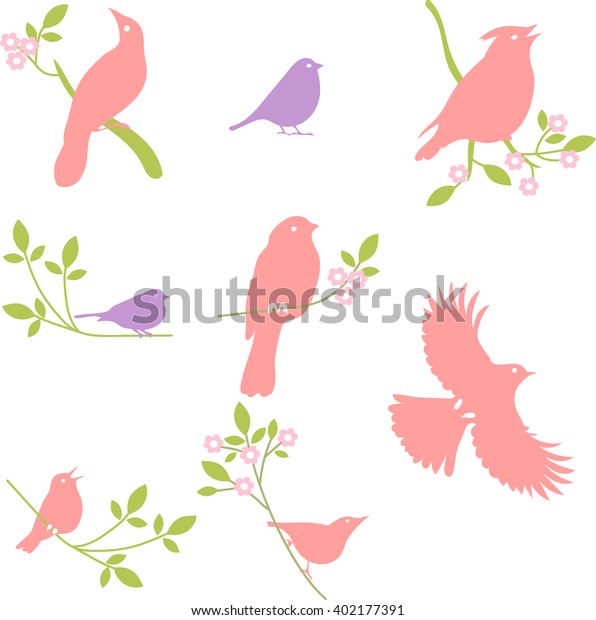 Bird Silhouettes. Vector Collection of Bird\
Silhouettes, colored silhouettes.\
