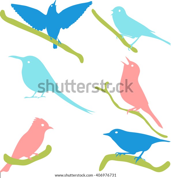 Bird Silhouettes, Vector Collection, colored\
silhouettes. 