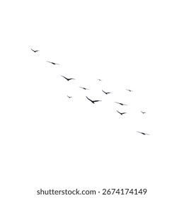Siluetas de pájaros en el viento, ideal para carteles, arte digital y patrones.