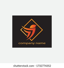 bird simple color illustration emblem vector design