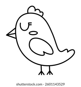 A bird with a simple hand-drawn outline. A cute and whimsical design perfect for spring or Easter.