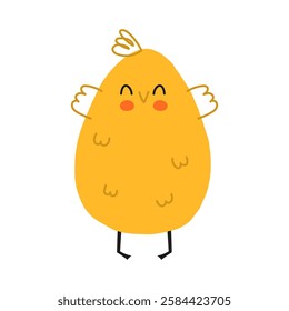 Bird simple illustration. Cute vector Yellow Bird. Spring Baby Birdie. Hand Drawn Illustration on a white background