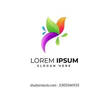 Diseño de logotipo sencillo para aves con combinación natural de hojas