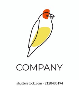 Bird simply icon Logo with a line art and simple color too