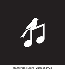 bird singer with note music logo design vector graphic symbol icon sign illustration creative idea