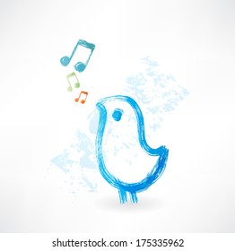 Bird singing grunge icon