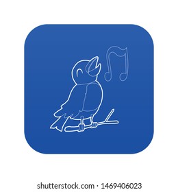 Bird singing icon blue vector isolated on white background