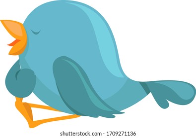 Bird singing, illustration, vector on white background