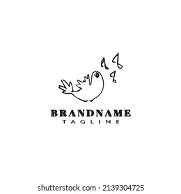 logotipo de canto de pájaro caricatura plantilla de diseño negro vector aislado