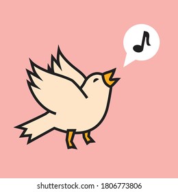 bird singing musical note bright hopeful illustration vector