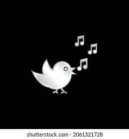 Bird Singing With Musical Notes silver plated metallic icon