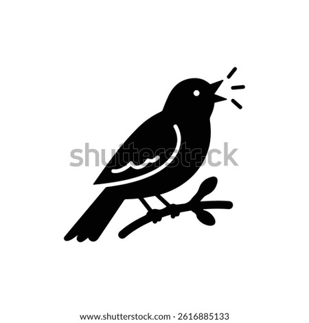 Bird Singing on a Branch Representing Vocalization or Communication