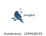 Bird Singing On The Tree Beautiful Melody with Music Notes Concept Logo Design Vector