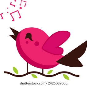 Bird Singing On The Tree Branches with Music