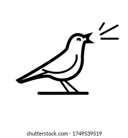 A Bird Singing On A Tree - Bird Watching Icon. Simple Line Vector Illustration.