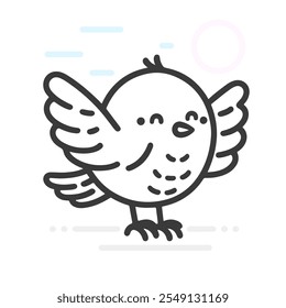 Bird singing perched chirping joyful morning line art vector illustration