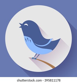 Bird singing vector icon. Flat design style.
