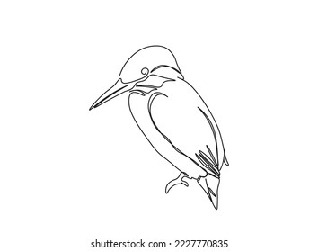 Bird Single line art drawing, black and white minimal Vector illustration. for Logo, Wall décor