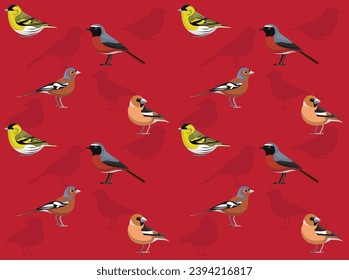 Bird Siskin Chaffinch Hawfinch Redstart Europe Cute Seamless Wallpaper Background