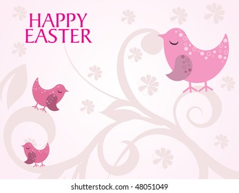 bird siting on creative floral pattern with bloom background