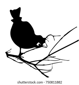 A bird sits on a branch. Isolated.Vector