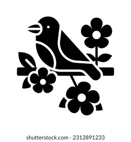 A bird sitting in a branch of tree, grab this beautiful icon of bird in editable style