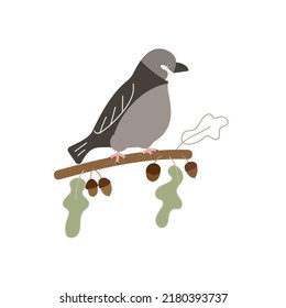 pájaro sentado en rama, ilustración vectorial