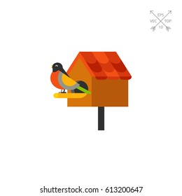 Bird sitting at nest box icon