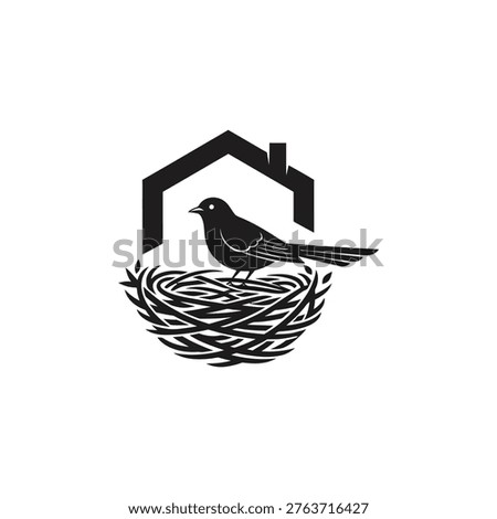 Bird sitting in a nest peacefully