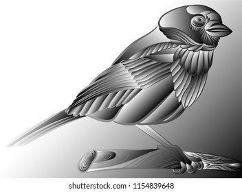 bird sitting on a branch in black and white for a different kind of design