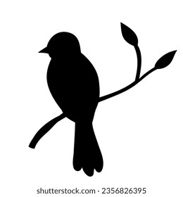 bird sitting on a branch silhouette on a white background vector