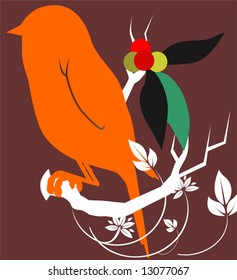 bird sitting on a branch of tree	