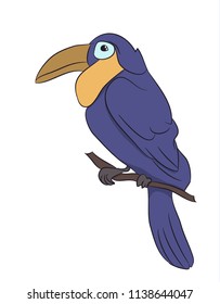 bird sitting on a branch, vector, white background