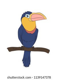 bird sitting on a branch, vector, white background