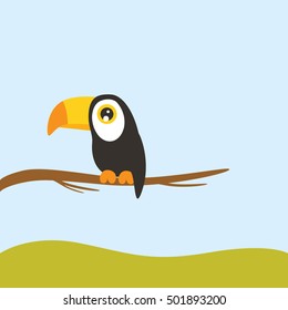 Bird sitting on the branch vector illustartion