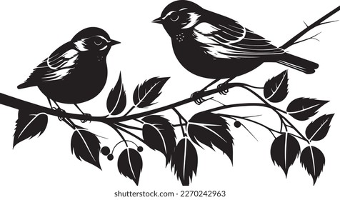 bird sitting on the branches vector illustration