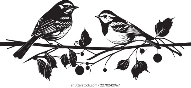 bird sitting on the branches vector illustration