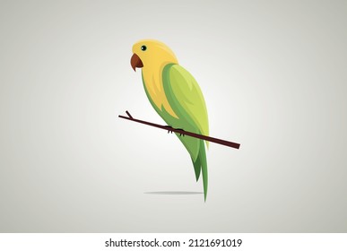 A bird sitting on trees branches. Vector art of bird. Also usable for bird logo vector. Bird illustration using colorful color harmony.vector logo.