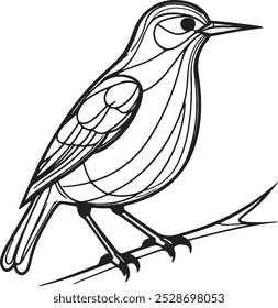 bird sitting silhouettes on white background. Vector illustration