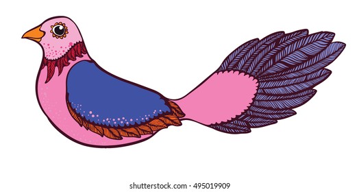 bird sitting Vector illustration, decorative stylized style, 