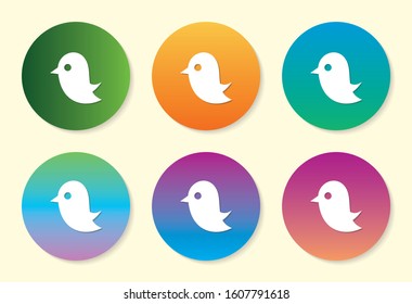 Bird six color gradient icon design.