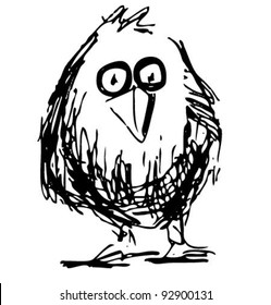 Bird sketch vector illustration in funny doodle style