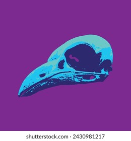 Bird Skull Colorful Vector on Purple