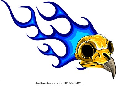 Bird Skull Engraving Vector Illustration. Bird Bone Head Skull, Occult Symbol For Witchcraft. Vector